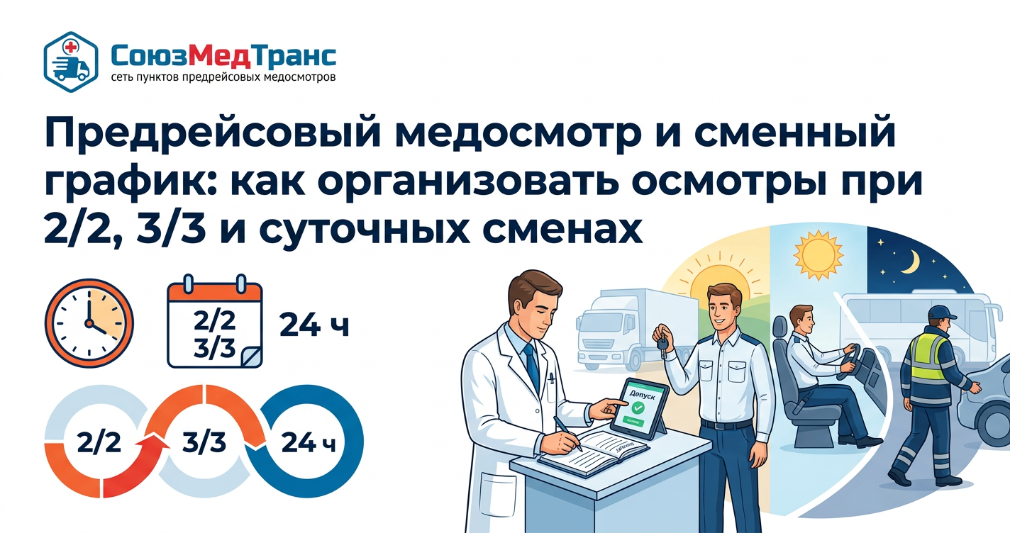 Предрейсовый медосмотр и сменный график как организовать осмотры 22, 33 и сутки