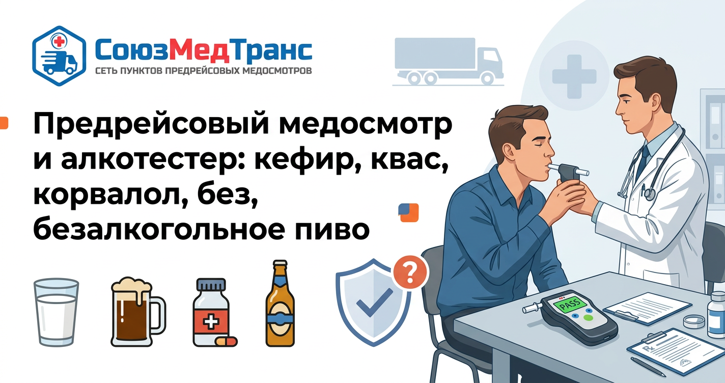 Предрейсовый медосмотр и алкотестер: кефир, квас, корвалол, безалкогольное пиво